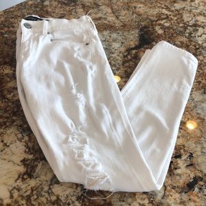 Express White Ripped Jeans Size 0 Short